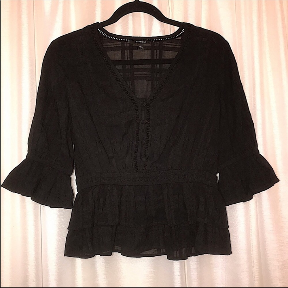Express Women Quarter Sleeve Peplum Top Small